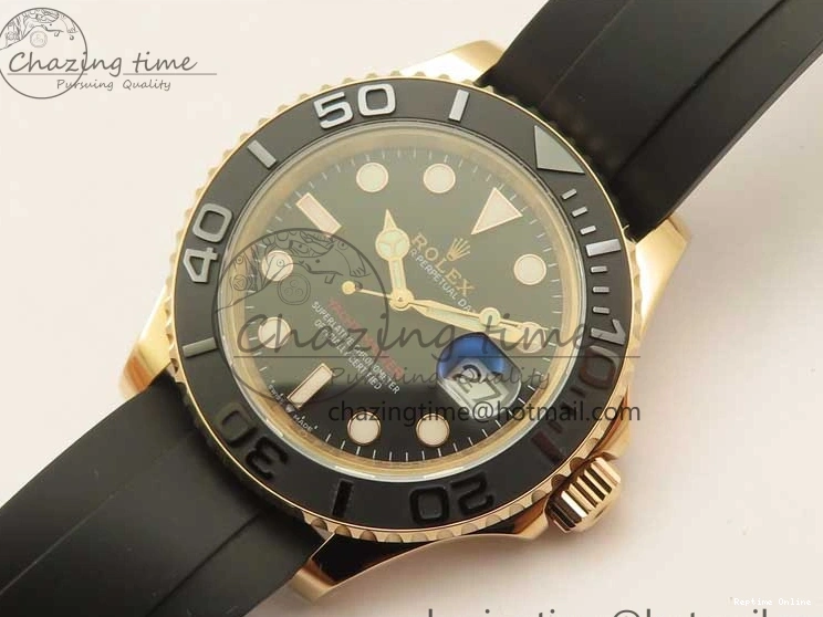 0405 Yacht-Master 126655 RG 3EF 1:1 Best Edition Black Ceramic Bezel on Black Rubber Strap VS Reliable 2488